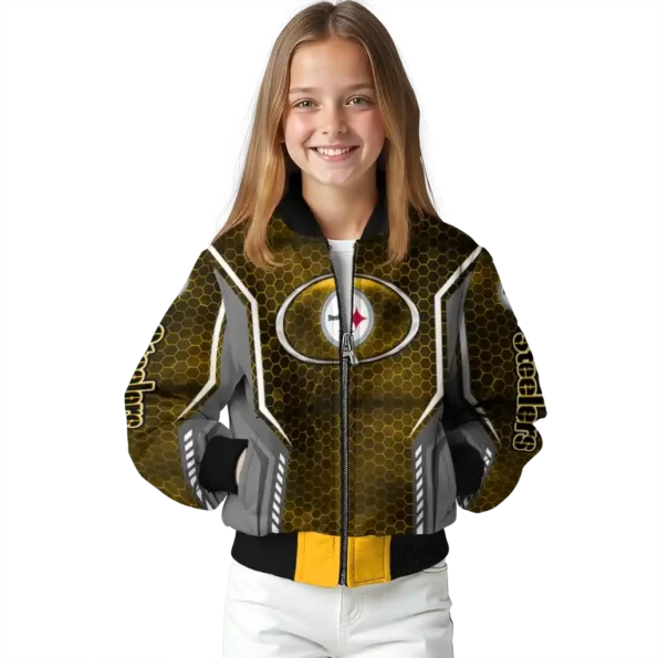 custom pittsburgh steelers power plate gold bomber jacket top rated