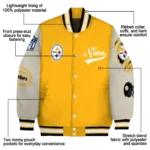 custom pittsburgh steelers razorback outline gold nude varsity jacket best selling