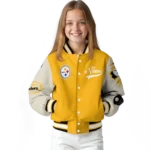 custom pittsburgh steelers razorback outline gold nude varsity jacket best selling