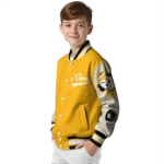 custom pittsburgh steelers razorback outline gold nude varsity jacket best selling