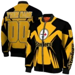 custom pittsburgh steelers spider mark gold black crocs bomber jacket best selling