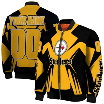 custom pittsburgh steelers spider mark gold black crocs bomber jacket fashion forward