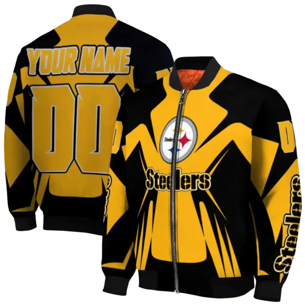 custom pittsburgh steelers spider mark gold black crocs bomber jacket fashion forward