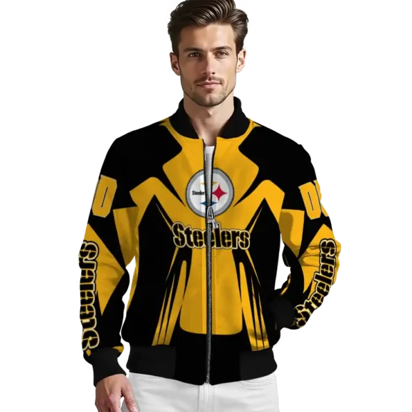 custom pittsburgh steelers spider mark gold black crocs bomber jacket high quality