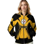 custom pittsburgh steelers spider mark gold black crocs bomber jacket best selling