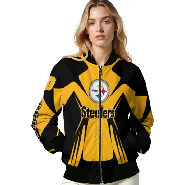 custom pittsburgh steelers spider mark gold black crocs bomber jacket latest model