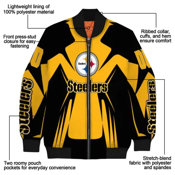 custom pittsburgh steelers spider mark gold black crocs bomber jacket new arrival
