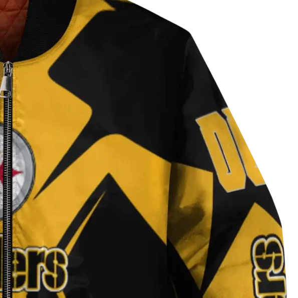 custom pittsburgh steelers spider mark gold black crocs bomber jacket premium grade