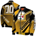 custom pittsburgh steelers star burst gold bomber jacket best selling