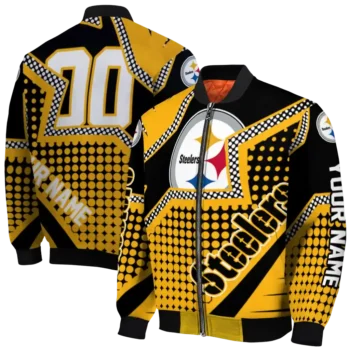 custom pittsburgh steelers star burst gold bomber jacket fashion forward