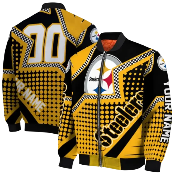 custom pittsburgh steelers star burst gold bomber jacket fashion forward