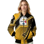 custom pittsburgh steelers star burst gold bomber jacket best selling