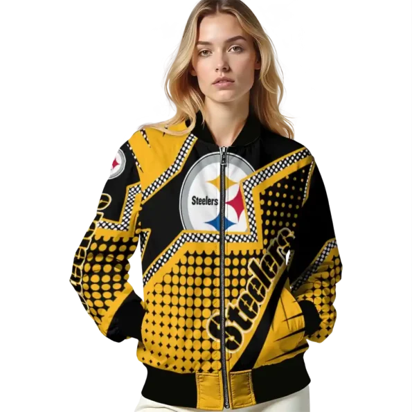 custom pittsburgh steelers star burst gold bomber jacket latest model
