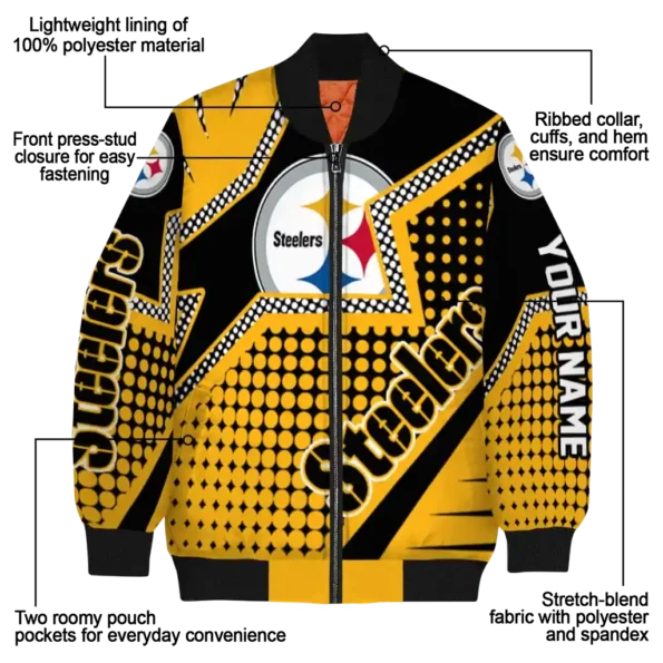 custom pittsburgh steelers star burst gold bomber jacket new arrival