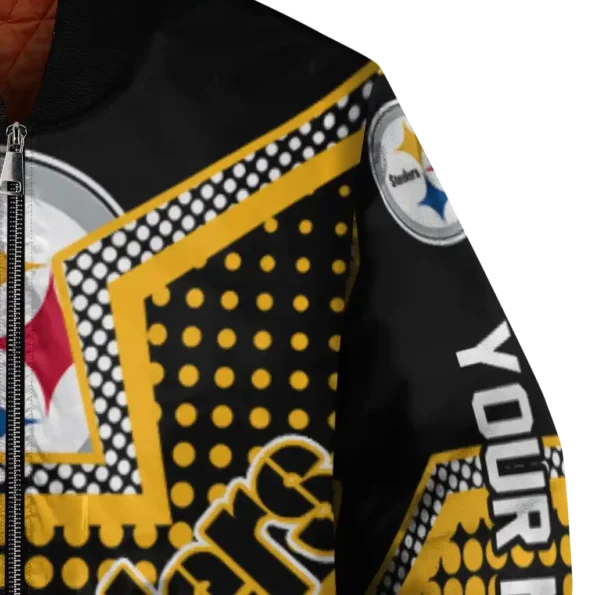 custom pittsburgh steelers star burst gold bomber jacket premium grade