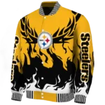 custom pittsburgh steelers winged blaze gold white varsity jacket best selling
