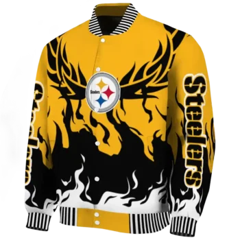 custom pittsburgh steelers winged blaze gold white varsity jacket best selling