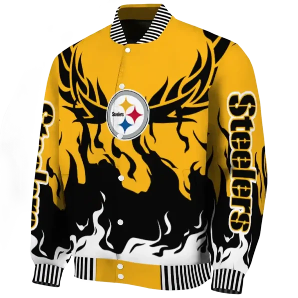 custom pittsburgh steelers winged blaze gold white varsity jacket best selling