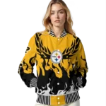 custom pittsburgh steelers winged blaze gold white varsity jacket best selling