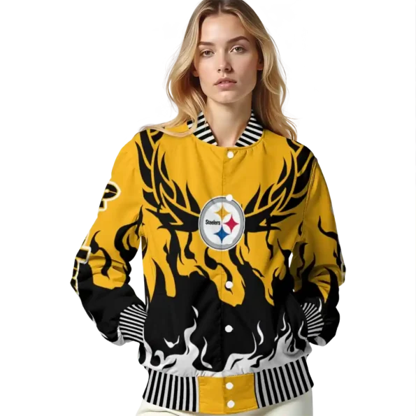 custom pittsburgh steelers winged blaze gold white varsity jacket latest model
