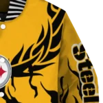custom pittsburgh steelers winged blaze gold white varsity jacket best selling