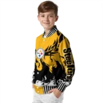 custom pittsburgh steelers winged blaze gold white varsity jacket best selling