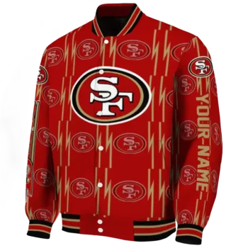 custom san francisco 49ers bolt stripe red varsity jacket best selling