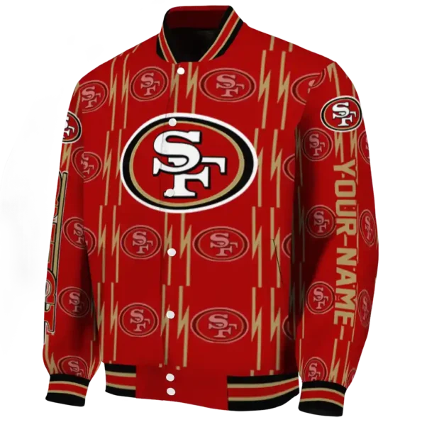 custom san francisco 49ers bolt stripe red varsity jacket best selling