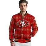 custom san francisco 49ers bolt stripe red varsity jacket best selling