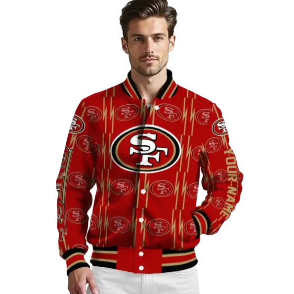 custom san francisco 49ers bolt stripe red varsity jacket high quality