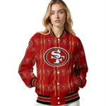 custom san francisco 49ers bolt stripe red varsity jacket best selling