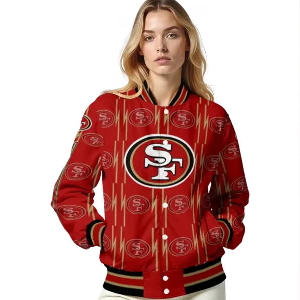 custom san francisco 49ers bolt stripe red varsity jacket latest model