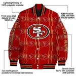 custom san francisco 49ers bolt stripe red varsity jacket best selling
