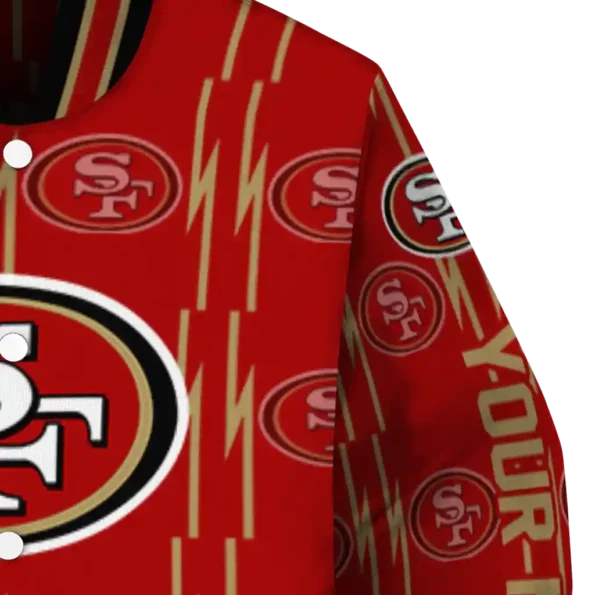 custom san francisco 49ers bolt stripe red varsity jacket premium grade