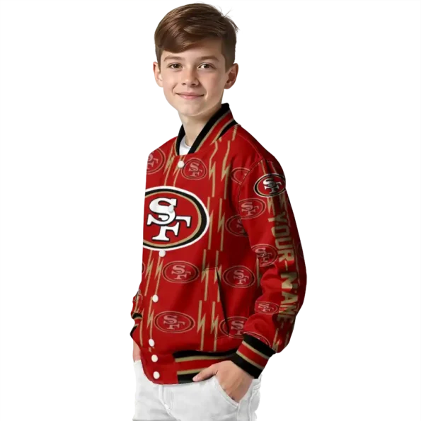 custom san francisco 49ers bolt stripe red varsity jacket trendy