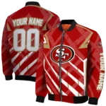 custom san francisco 49ers chevron angles red bomber jacket best selling
