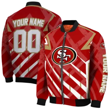 custom san francisco 49ers chevron angles red bomber jacket fashion forward