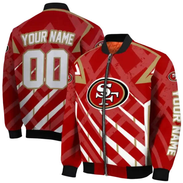 custom san francisco 49ers chevron angles red bomber jacket fashion forward