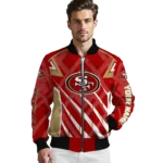 custom san francisco 49ers chevron angles red bomber jacket best selling