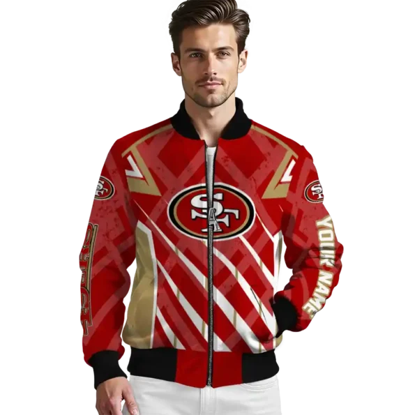 custom san francisco 49ers chevron angles red bomber jacket high quality