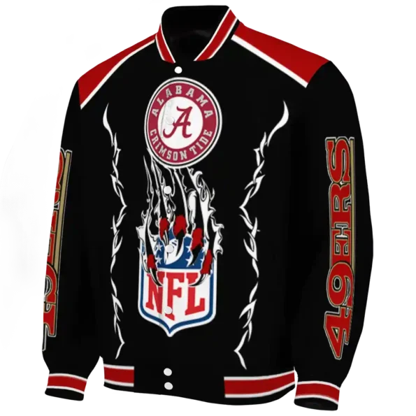 custom san francisco 49ers claw blood red black varsity jacket best selling