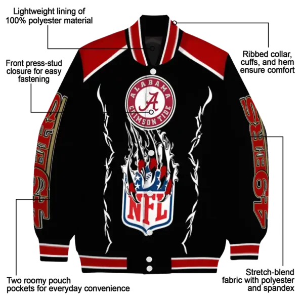 custom san francisco 49ers claw blood red black varsity jacket new arrival