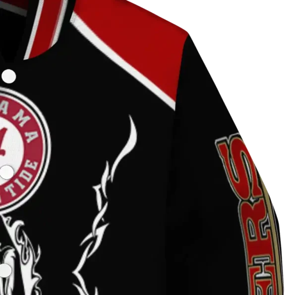 custom san francisco 49ers claw blood red black varsity jacket premium grade