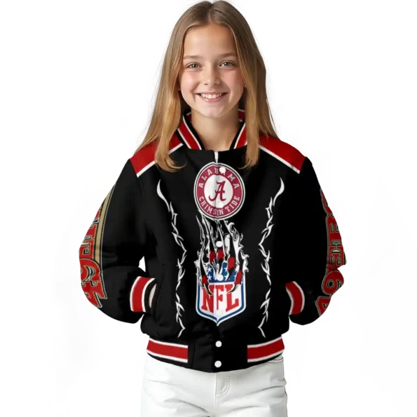 custom san francisco 49ers claw blood red black varsity jacket top rated
