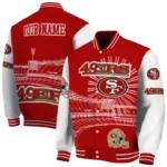 custom san francisco 49ers ferris arena red white varsity jacket best selling