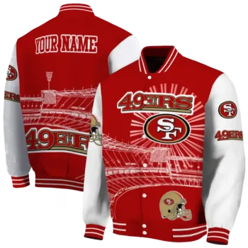 custom san francisco 49ers ferris arena red white varsity jacket fashion forward