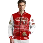 custom san francisco 49ers ferris arena red white varsity jacket best selling