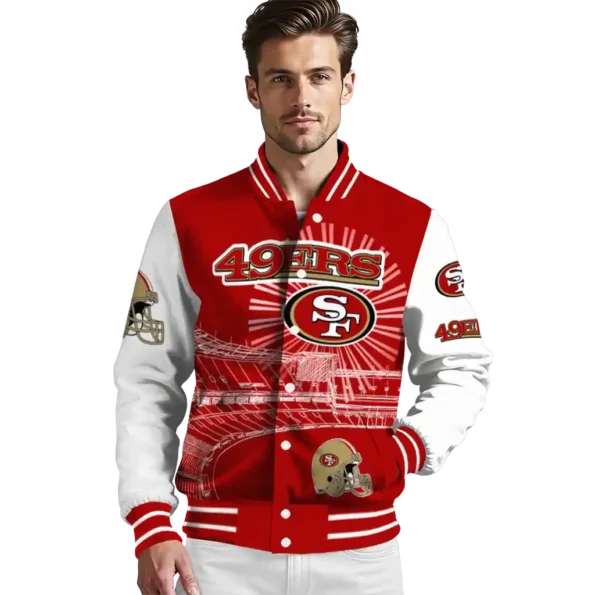 custom san francisco 49ers ferris arena red white varsity jacket high quality