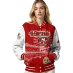 custom san francisco 49ers ferris arena red white varsity jacket best selling