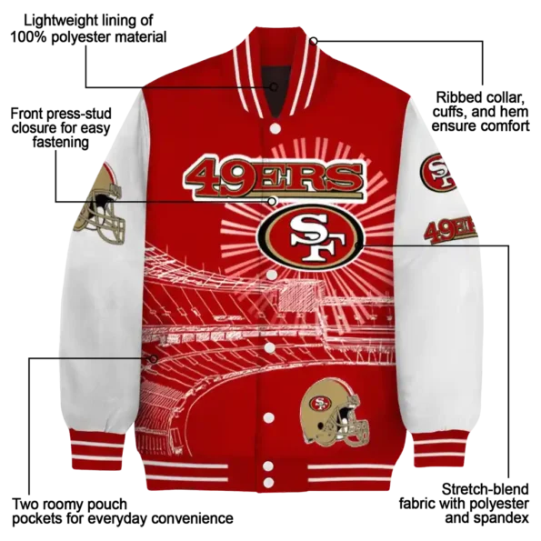 custom san francisco 49ers ferris arena red white varsity jacket new arrival